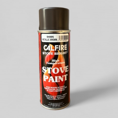 METALLIC BROWN/BURNT GREY Calfire Stove Bright Aerosol High Temperature Stove Paint 